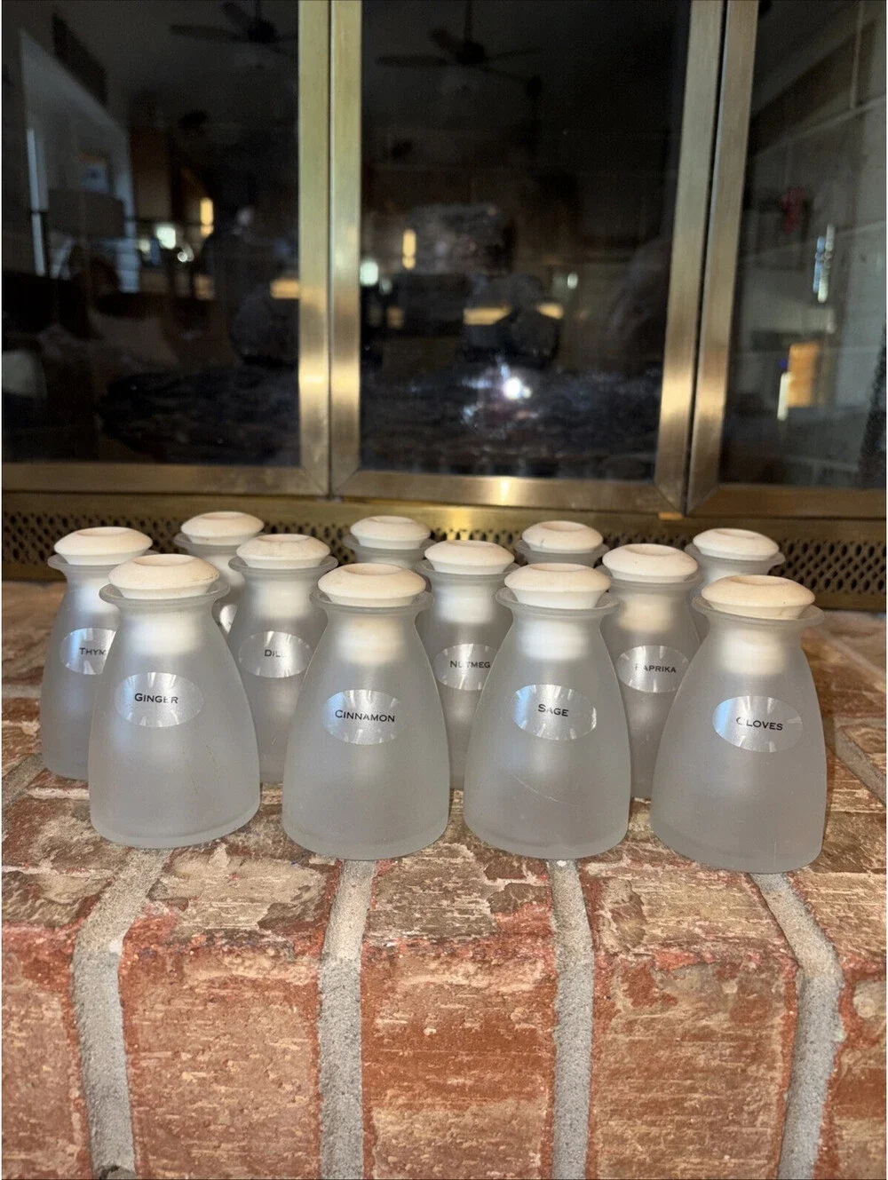 Set Of 12 Frosted Spice Jars